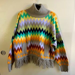 Large Anthropologie/Plenty by Tracy Reese zig zag multicolor sweater